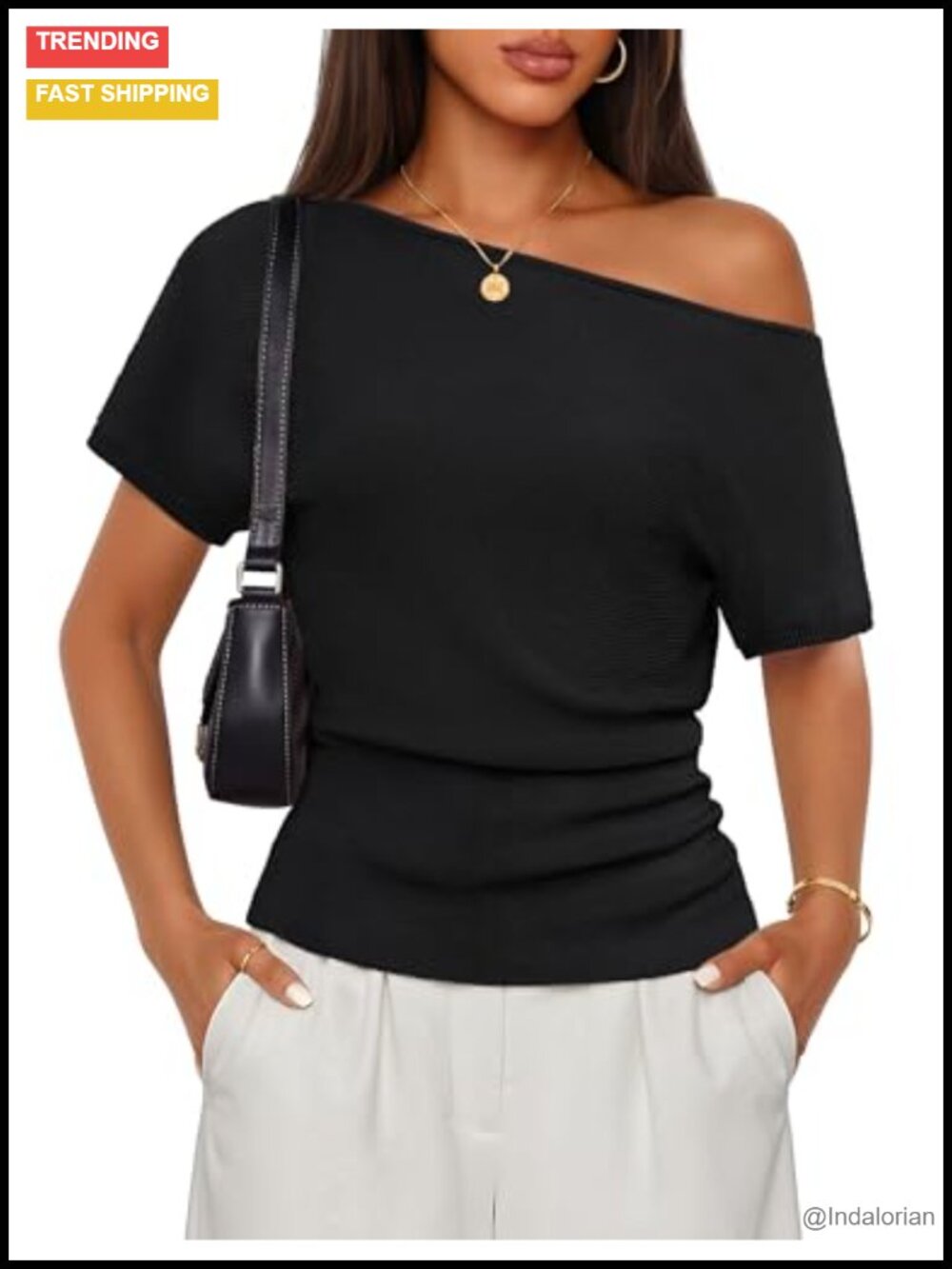 Off Shoulder Short Sleeve Sweater Top Lightweight Knit Pullover Summer